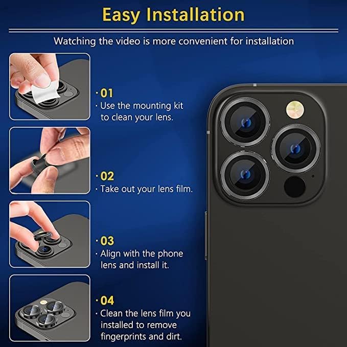 Image of DD SON Back Camera Lens Protector Tempered Glass For iPhone 13 Pro /iPhone 13 Pro Max | Case Friendly with Edge to Edge Coverage and Easy Installation Kit, Pack of 1 (Black)