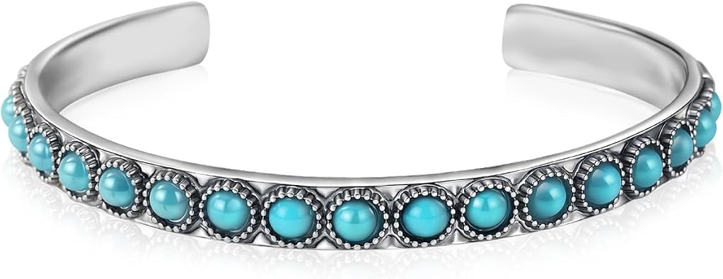 Mikovivi Vintage Turquoise Cuff Bracelet for Women, Western Country Cuff Bangle Jewelry for Cowgirl Gift