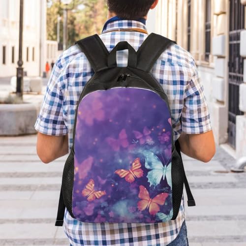 Mochila para mujer y hombre con mariposas y degradado impermeable miniatura 7