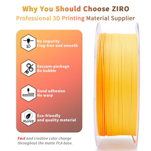 Image of ZIRO Fast Color Changing Filament, Matte Multi Colors 3D Printer Filament, Rainbow PLA Material, Dimensional Accuracy + /-0.03mm, 1KG / 2.2lbs Spool, Fit Most FDM 3D Printer, Falling Leaves