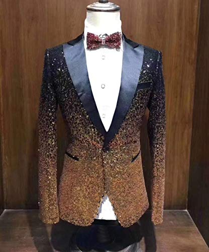 Men's Slim Fit Casual One Button Blazer Business Suit Shiny Sequin Wedding Suit Jacket Sport Coat4