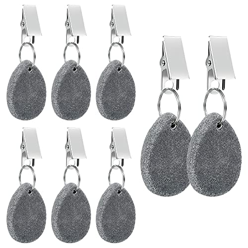 Poids de Nappe 8 Pièces Pince Nappe Table Epaisse en Marbre Poids de Nappe en Pierre avec Pince de Nappe en Pierre Naturelle résistant aux intempéries pour Rideaux Extérieur, Nappe Jardin Exterieur