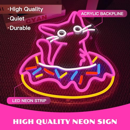 Ineonlife Donut Cat Neon Sign LED lights 12.6