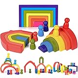 Tolles Lernspielzeug: Das Montessori Regenbogen Holzspielzeug wird dazu beitragen, die Fantasie anzuregen, die Stapel- und Ausgleichsfähigkeit zu fördern, die Problemlösungsfähigkeit, das logische Denken und die Hand-Augen-Koordination zu verbessern. Es ist ein großartiges frühpädagogisches Spielzeug, das in Schulen verwendet werden kann und ein durchdachtes Geschenk für alle Kinder ist.