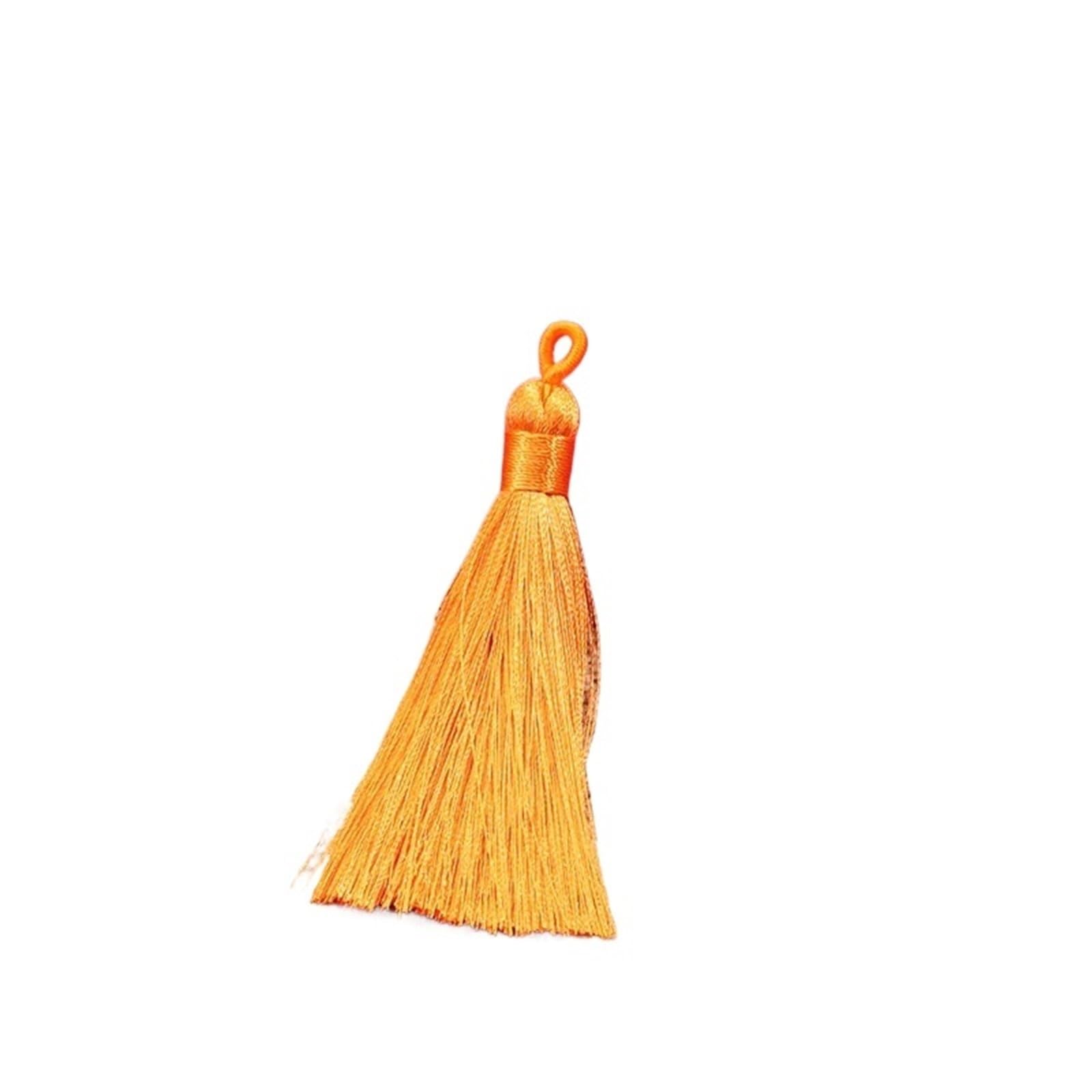 Mini Tassels for Crafts 50PCS 9cm Polyester Silk Tassel Vertical Decoration Home Sewing Curtain Accessories(Orange)
