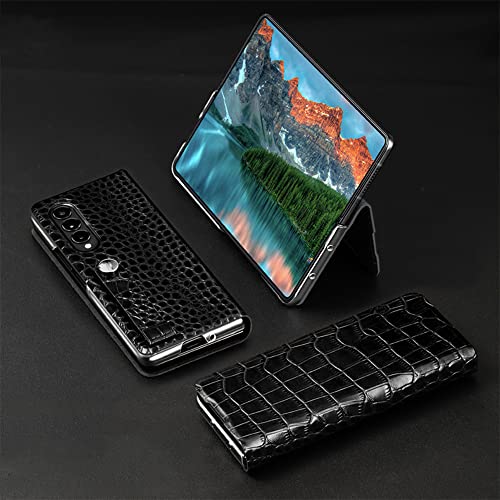 Étui magnétique pour Samsung Galaxy Z Fold 4 antichoc avec rabat en cuir crocodile