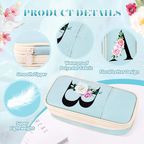 Image of Preppy Pencil Case for Girls, Cute Large Pencil Pouch, Personalized Initial Pencil Bag with Zipper for School College Office Supplies, Back to School Supplies Gifts for Teen Girls (N, Blue)