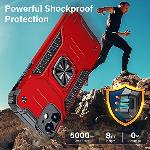 Vakoo for iPhone 11 Case, Stand Series [Military Grade Protection] [Metal Ring Holder] Heavy Duty Shockproof Protective Phone Cases for iPhone 11 (6.1 inches), Red