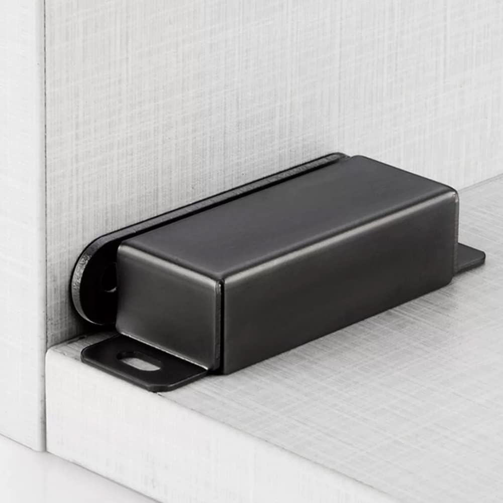 Cabinet Door Catch with Strong Magnetic, 1.2mm Thickness Furniture Latch,Black(Pack of 2)