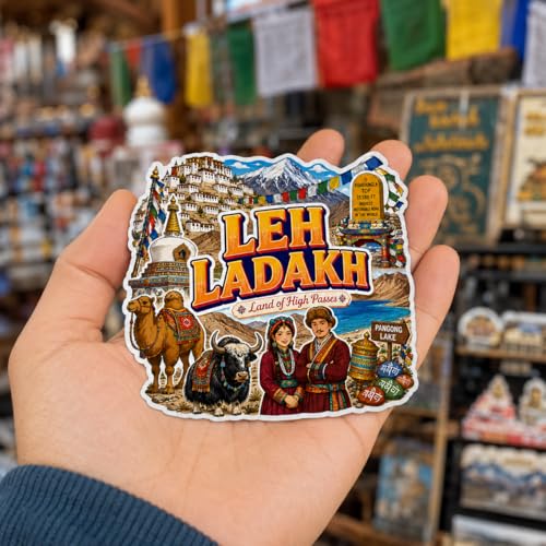 Image of Zesta Wooden Fridge Magnets Set | Refrigerator Decor Magnets for Kitchen | India Souvenir Fridge Magnet Collection | Wooden Magnet for Fridge Door Decoration (Leh Ladakh)