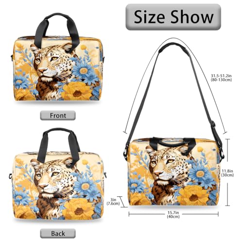 Maletín para laptop 15.6-16 pulgadas con diseño floral y leopardo miniatura 6