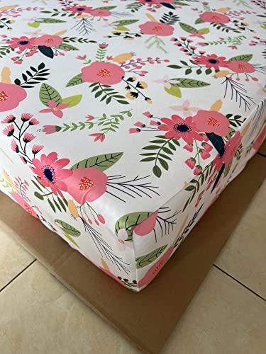 Image of Soft Fitted Crib Sheet, Stretchy and Breathable Toddler Crib Sheet for Boys and Girls, Fits Standard Crib and Toddler Mattress (Bougainvillea)