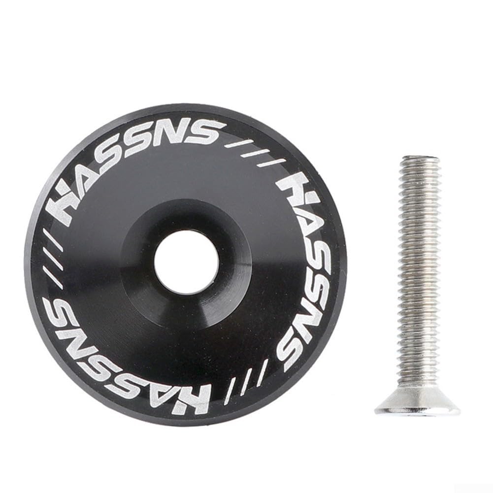 Oniissy Bike Aluminium Alloy Headset Stem Top Cap 31.8mm With Bolt 30.5mm,Headset Cap Aluminium Alloy Light Bicycle Headset Stem Top Cap(Black)