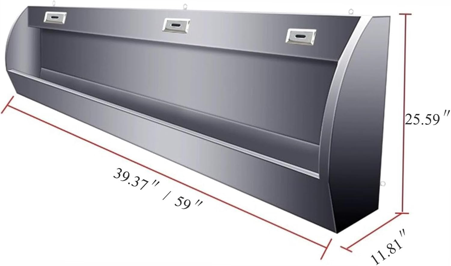 Wall Mounted Urinal, Stainless Steel Splash-Proof Design, High Efficiency Flushing for Commercial Water Saving，100X30X65cm(39.4x11.8x19.7 in)，100X30X65cm(39.4x11.8x19.7 in)