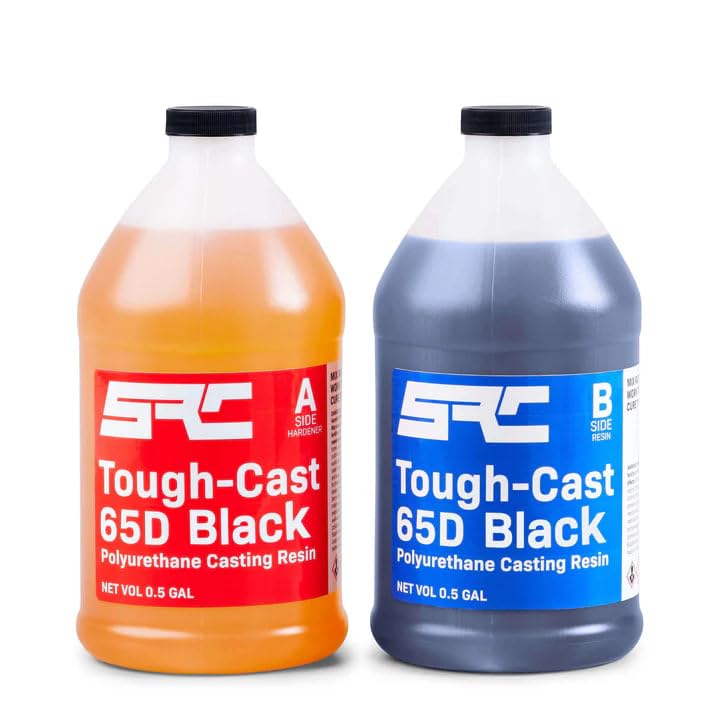 SPRESIN Tough-Cast 65D Black Polyurethane Casting Resin, 1-Gal, Semi-Rigid, Impact, Heat Resistant, Ideal for Prototypes, Reproductions, Rollers,