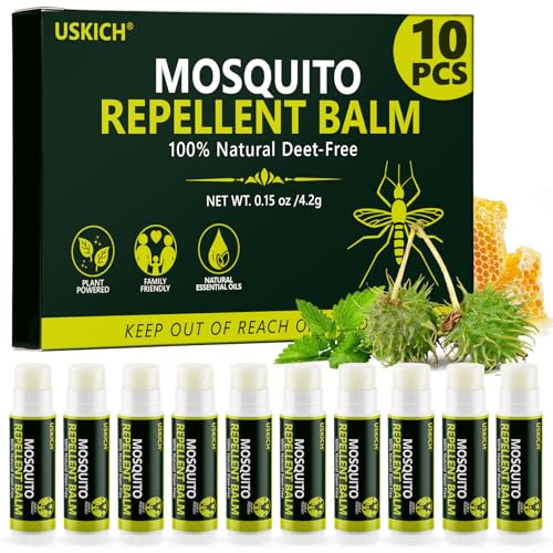 Mosquito Repellent Balm Stick 10 Pack for Outdoor Patio Hiking Camping Plant-Based Natural Ingredients Travel-Pocket Size 0.15oz Each
