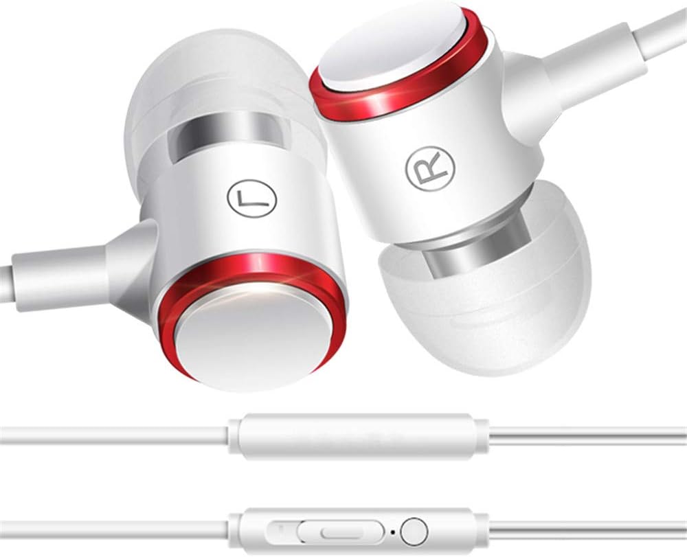 【2 Pack】 Earbud & in-Ear Headphones Compatible for iPhone and Android Smartphones Earphones Noise Cancelling Stereo Wired 3.5mm Earbuds with Microphone