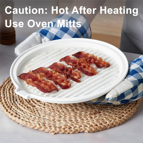 image for ONEMORE Microwave Bacon Tray Ceramic Bacon Cooker Meat Rack for Oven C