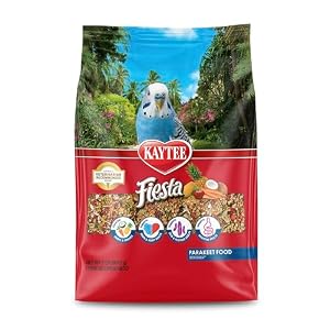 Kaytee Fiesta Parakeet Bird Food, Nutritious and Fun Blend, Supports Skin, Feather, Digestion, Brain and Heart Health, Bird Seed Mix, 2 Pounds