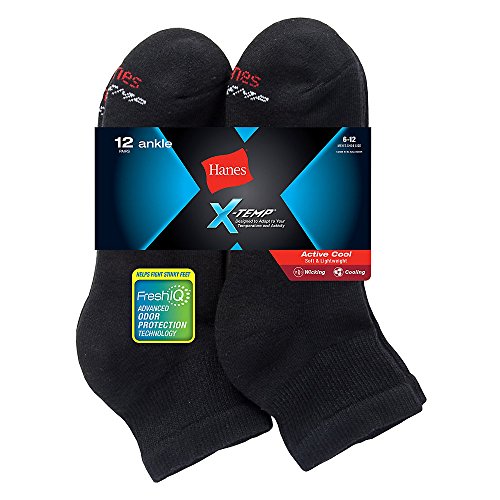 Hanes Ankle Socks (AC1612) Black, 6-12 (Pack of 2)