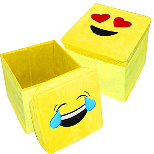 JOYIN Toy Pack of 2 Toy Storage Chest Collapsible Folding Organizer Storage Ottoman Children Seat