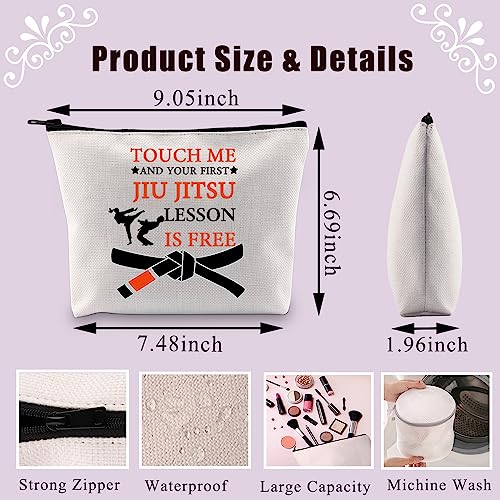 PLITI Jiu Jitsu Makeup Bag Touch Me First Jiu Jitsu Lesson is Free Brazilian BJJ Gift BJJ Martial Art Gift MMA Fighter Gift (Touch Jiu Jitsu U) - Image 2