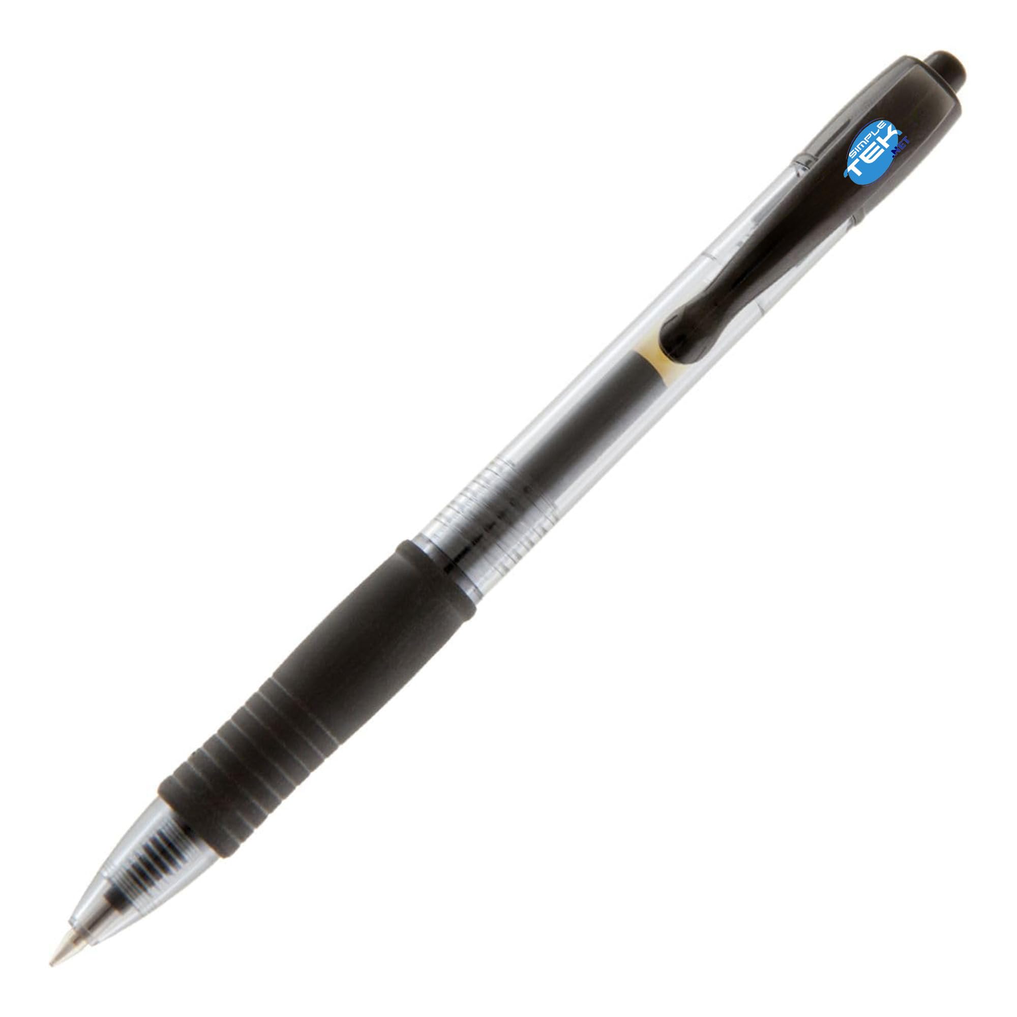 SIMPLETEK - Set 12 X Penne a Gel a Scatto - Tratto 0.7 mm, Inchiostro Nero, Ricaricabili, Asciugatura Rapida e Anti-sbavature