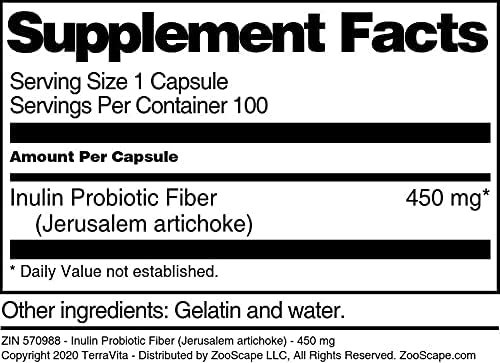 Miniatura 3 de Fibra Probiótica de Inulina (alcachofa de Jerusalén) - 450 mg (100 Cápsulas, ZIN 570988)