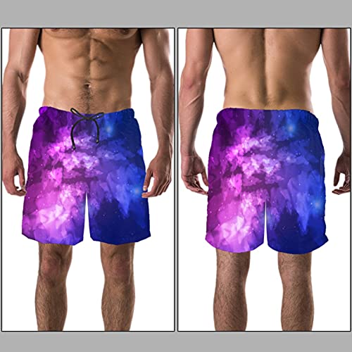 Short de bain violet galaxie pour homme du L au 4XL avec poches - 3
