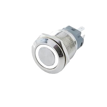 1pc Push Button Switch, 12mm 16mm 19mm 22mm Metal Push on Off self Reset Power Lock LED Light 3-220vWhite,16MM_SELF Reset_12V