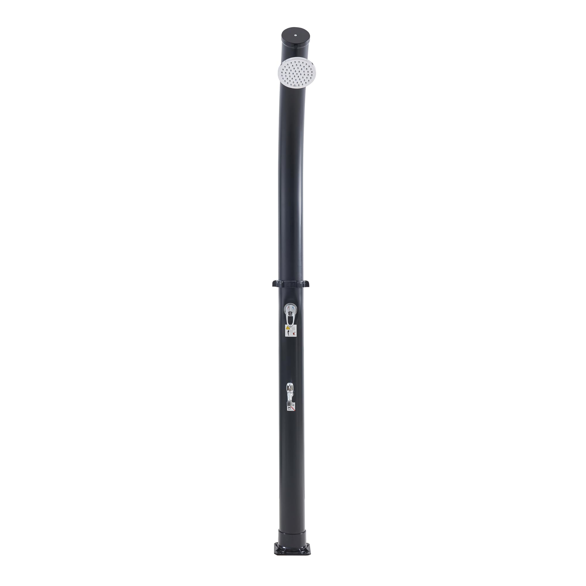 casa.pro Ducha Solar Exterior Kebomi para Piscina Jardín Terraza Temperatura Ajustable máx. 60°C Cabezal Giratorio Grifo para Piés Tanque de 18L Plástico/Metal Altura 216 cm - Negro