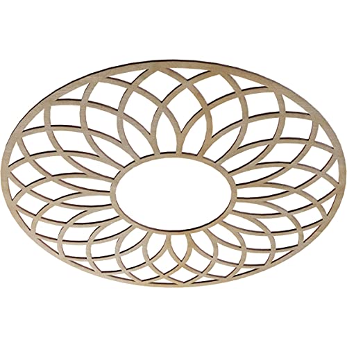 Image of Ekena Millwork 34 inchOD x 11 5 /8 inchID x 3 /8 inchT Cannes Wood Fretwork Pierced Ceiling Medallion, Hickory