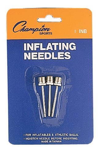 Champion Sports Nickel-Plated Inflating Needles for Electric Inflating Pump, 3 Needles/Pack