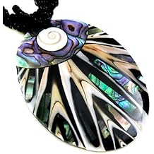 Natural Abalone Shell Necklace, Handmade Cone Shell Shiva Eye Beads Necklace Jewelry for Women DA312