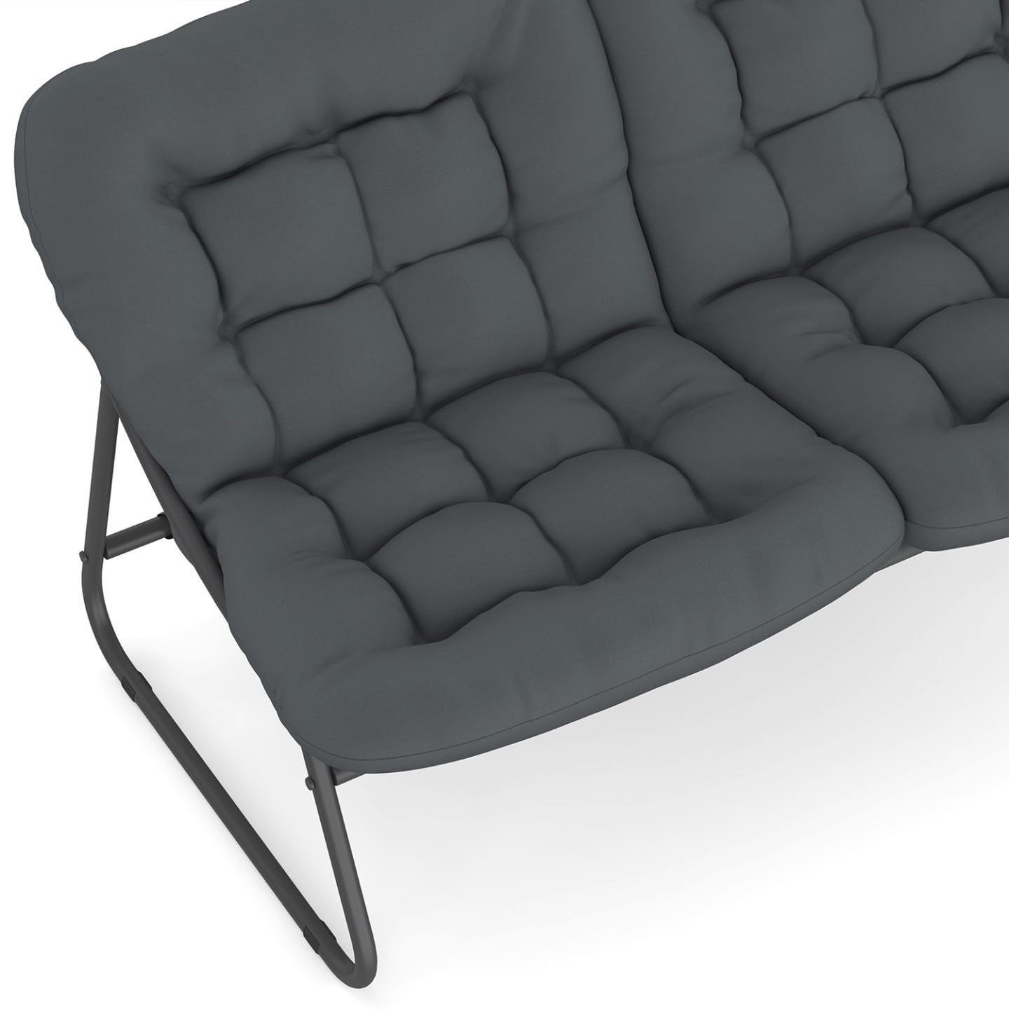 IDMarket - Muebles de jardín Arona bajo 4 plazas en metal gris antracita y cojines grises con sofá, sillón y mesa