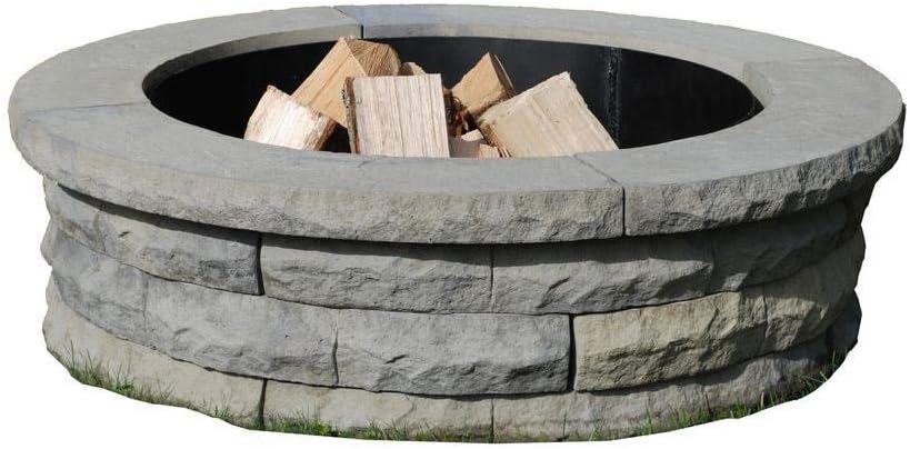 Nantucket Pavers 72002 Concrete Ledgestone Fire Pit Kit, 47-1/4-Inch by 14-Inch, Gray Variegated