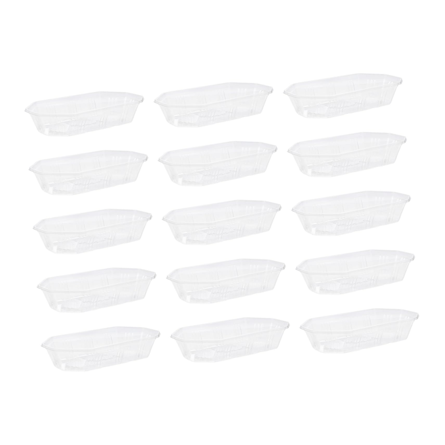 GRIRIW 100Pcs Disposable Fruit Storage Trays Serving Trays for Fruits and Vegetables for Food Packing and Serving Transparent Trays