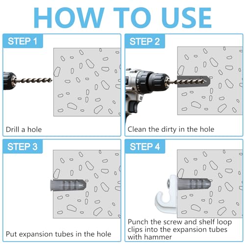 image for LordandLand 12 Pack White Down Wall Clip Closet Shelves Clips Wire She
