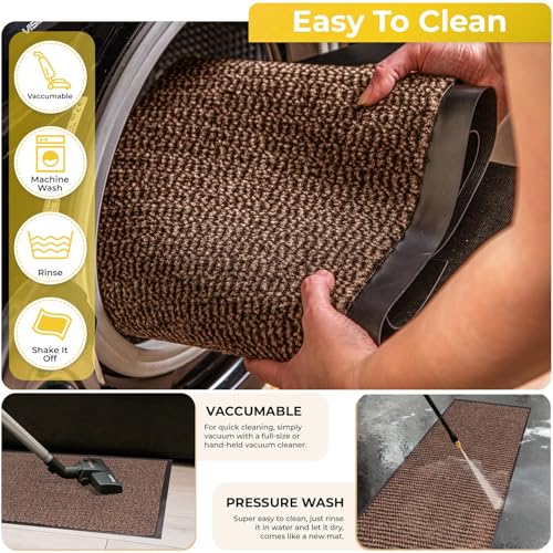 Image of BLADO Washable Door Mats Indoor & Outdoor - Non-Slippery Heavy Duty Doormats Indoor - Stylish & Large Rubber Door Mat - Perfect Dust Grabbing Outdoor & Indoor Door Mat (Brown, 60cm x 90cm)