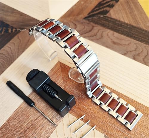 Bracelet montre interchangeable 22mm bois acier pour changer de style