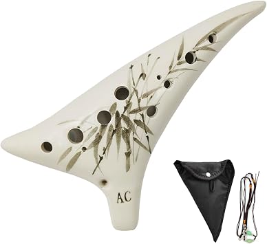 SENHAI 12 Hole Ocarina Instrument, Ceramic Ocarina Musical Instrument with Music Score, Lanyard, and Protective Bag Gift 12 Hole Alto C