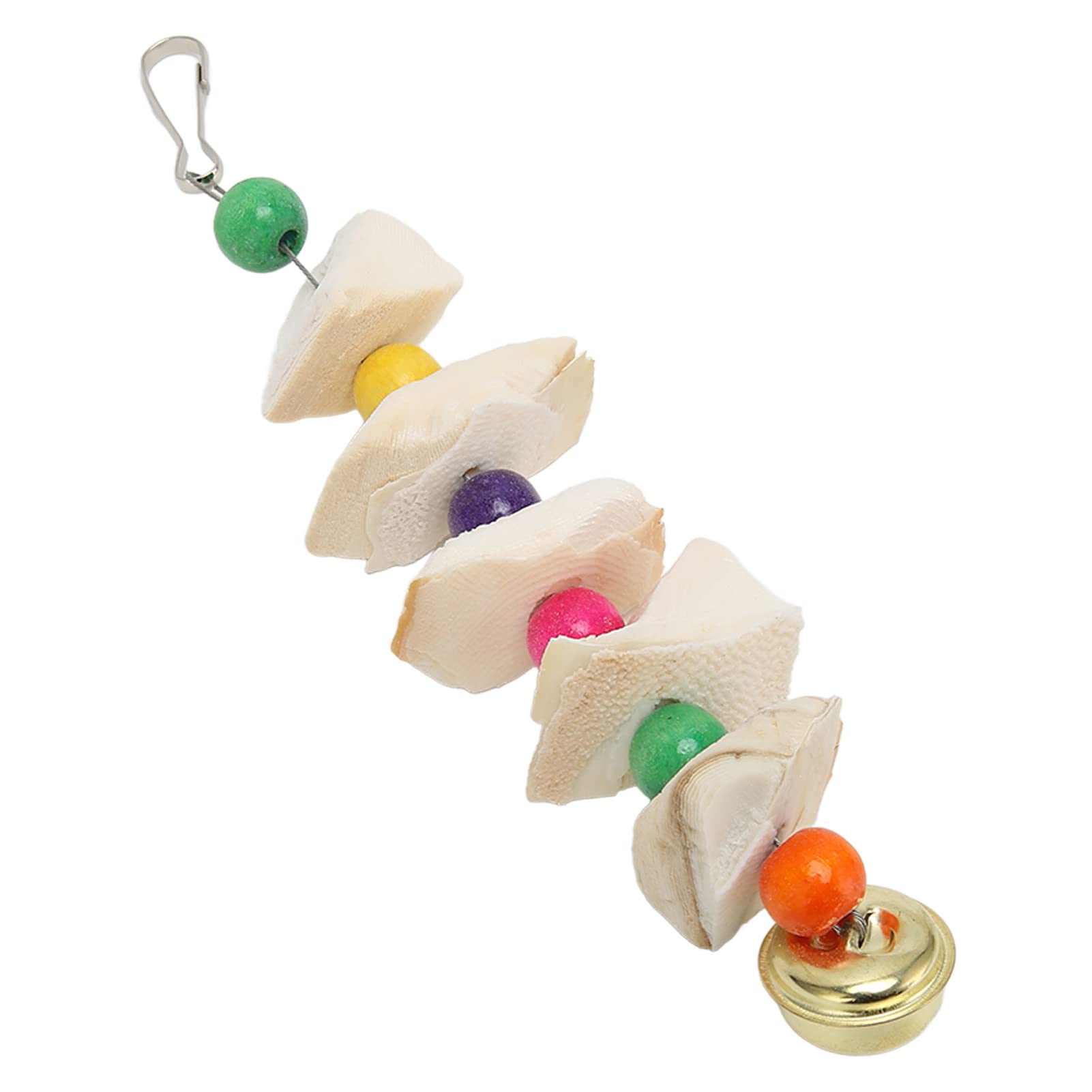 Juguetes para Masticar Pájaros para Loros - Sepia Natural Colorida con Campana para Rechinar los Dientes y Suplemento de Calcio - Material Seguro y Fácil de Instalar (M)