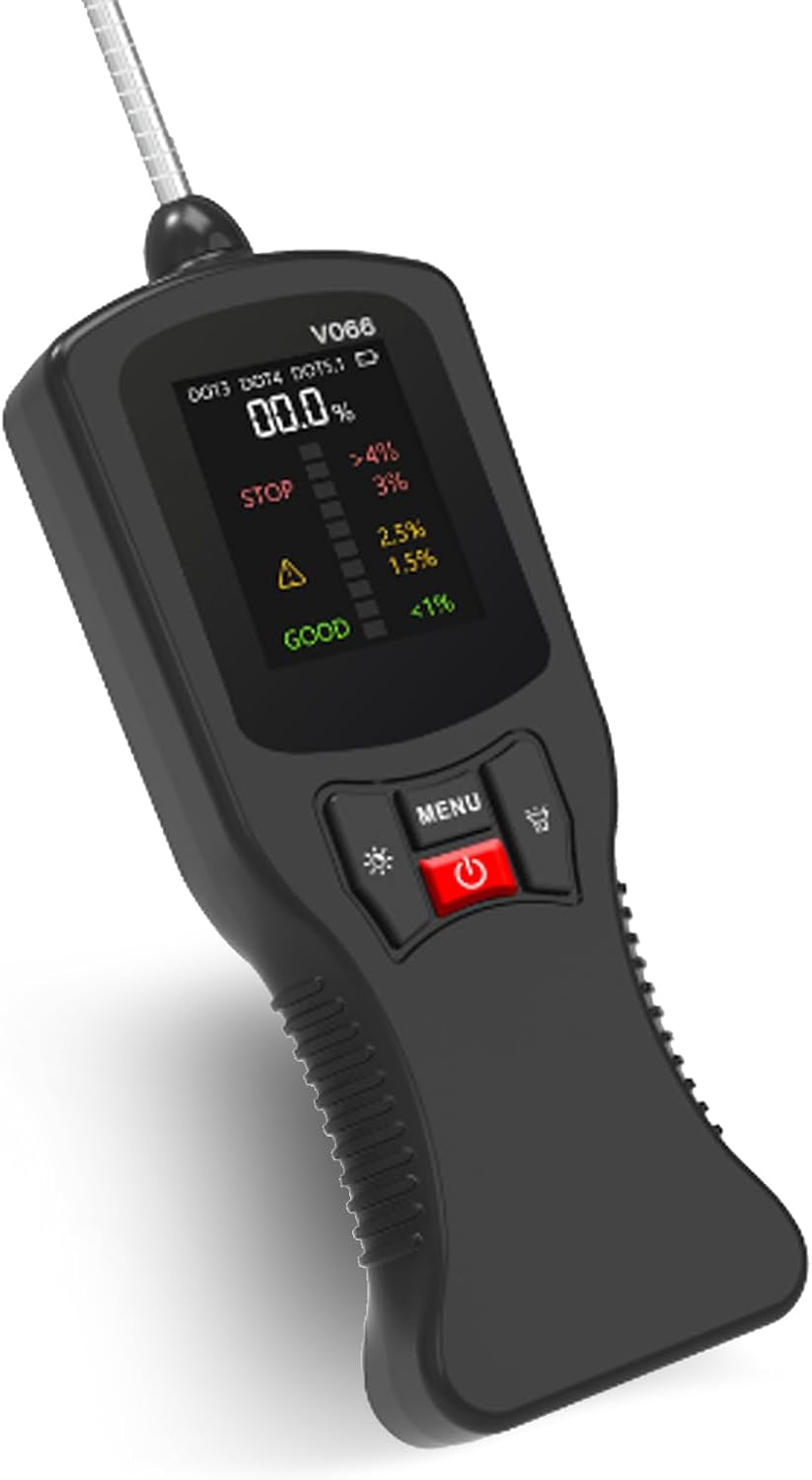 Generic Brake Fluid Tester [V066],Brake Fluid Moisture Detector with On-Screen Display,Car Brake Fluid Detector,Compatible for Dot3 Dot4 Dot5 Brake Fluid, Black