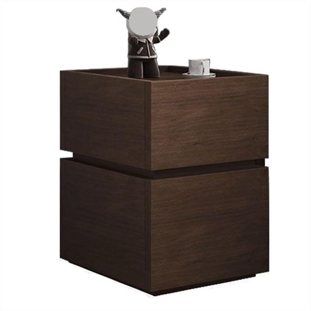 Table de nuit en bois moderne à 2 tiroirs marron pour chambre