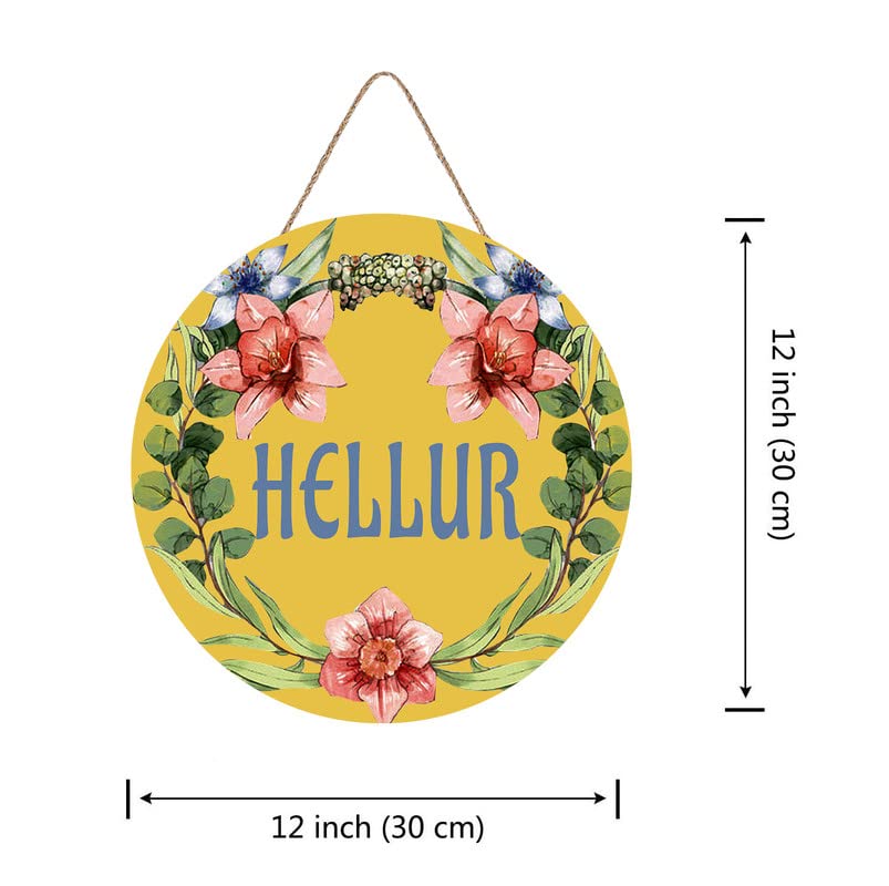 Decorative Hellur sign Funny hanging sign Welcome sign Hellur door sign Porch sign Funny porch sign Patio sign Round sign 12 inch sign For home coffee Beer bar