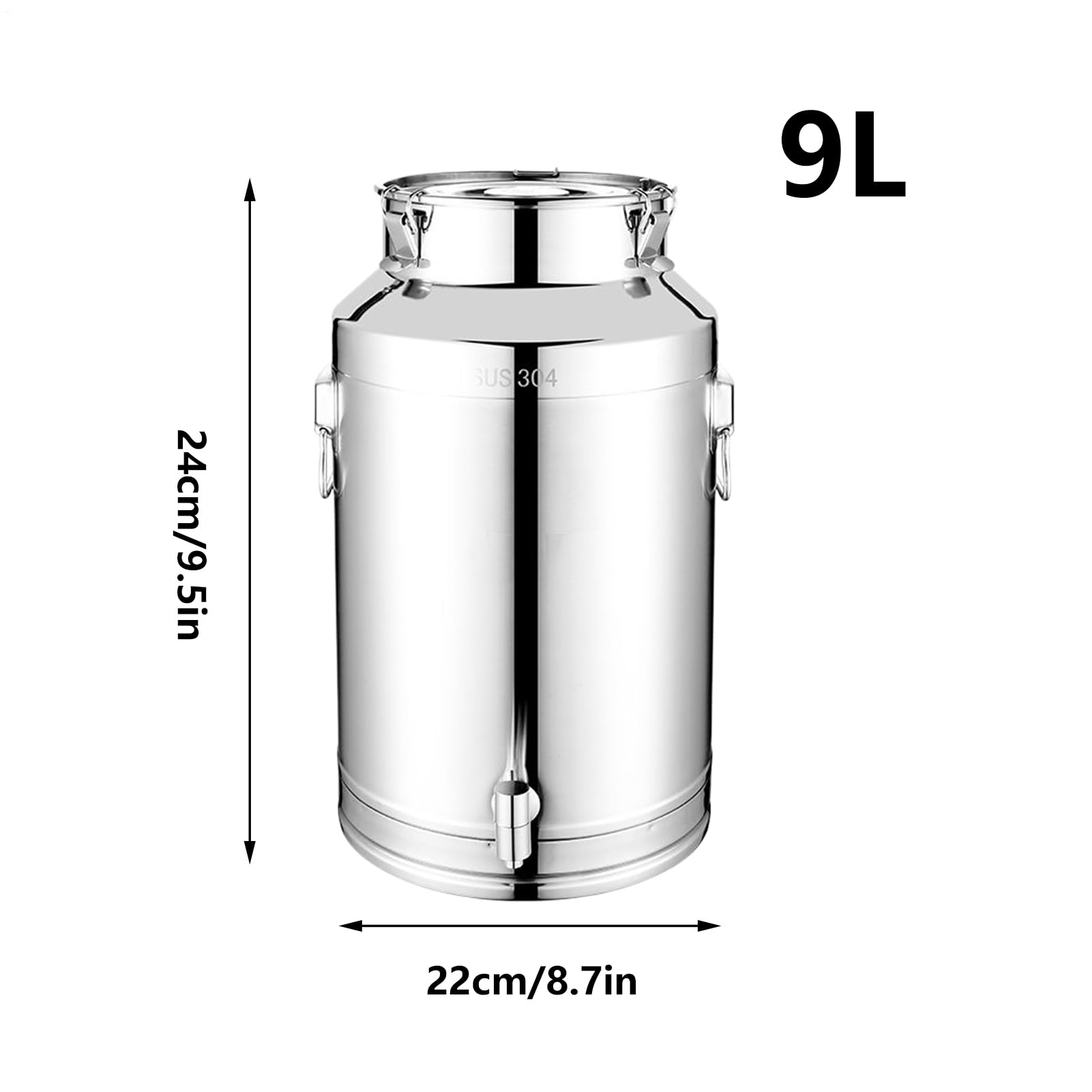 Barile per vino in acciaio , 5L/9L/14L secchio ermetico in acciaio con coperchio, contenitore ermetico | per secchio per latte, vino, birra, farina, caffè, zucchero, dispensa, cereali