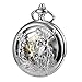 Produktbild TREEWETO Unisex Taschenuhr Analog Handaufzug Retro Rentier Skelett Römische Doppel-Cover Taschenuhren mit Kette für Herren, Silber