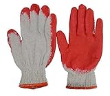 Hub Special Red Latex Rubber Palm Coated Work Cotton Gloves(100 Pairs), Heavy Duty Construction Working Gloves, Gardening, Fishing, Clamming, Restoration Work, Working Gloves