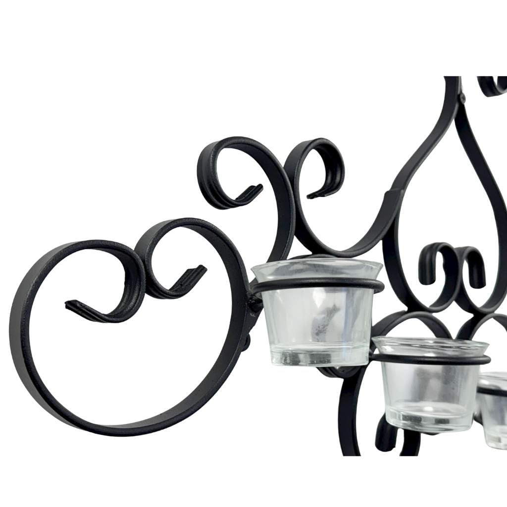 DanDiBo Wandteelichthalter Metall Schwarz Palace Wandkerzenhalter 63 cm Teelichthalter Wand Kerzenhalter Teelicht