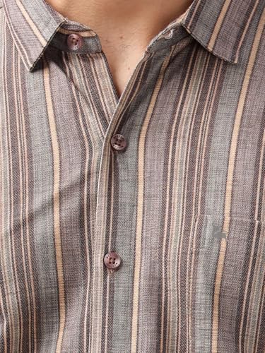 Image of BULLMER Trendy Regular Fit Striped Causal Full Sleeve Shirt for Men.